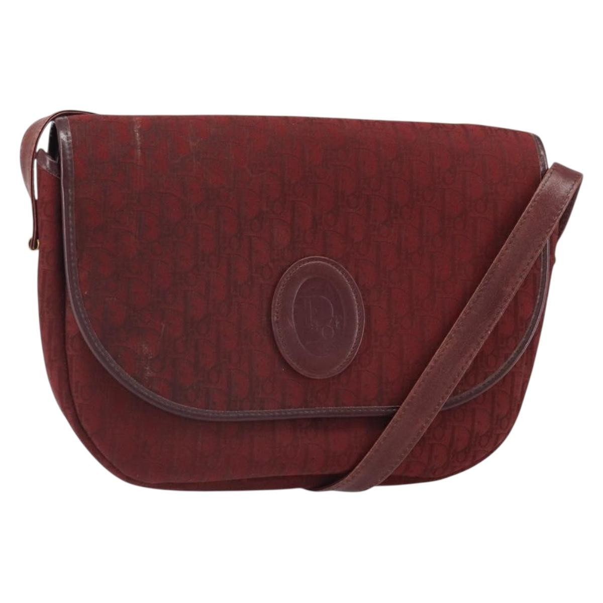 Christian Dior Vintage Trotter Flap Shoulder Bag Canvas Red Canvas Shoulder Bag Bag ()