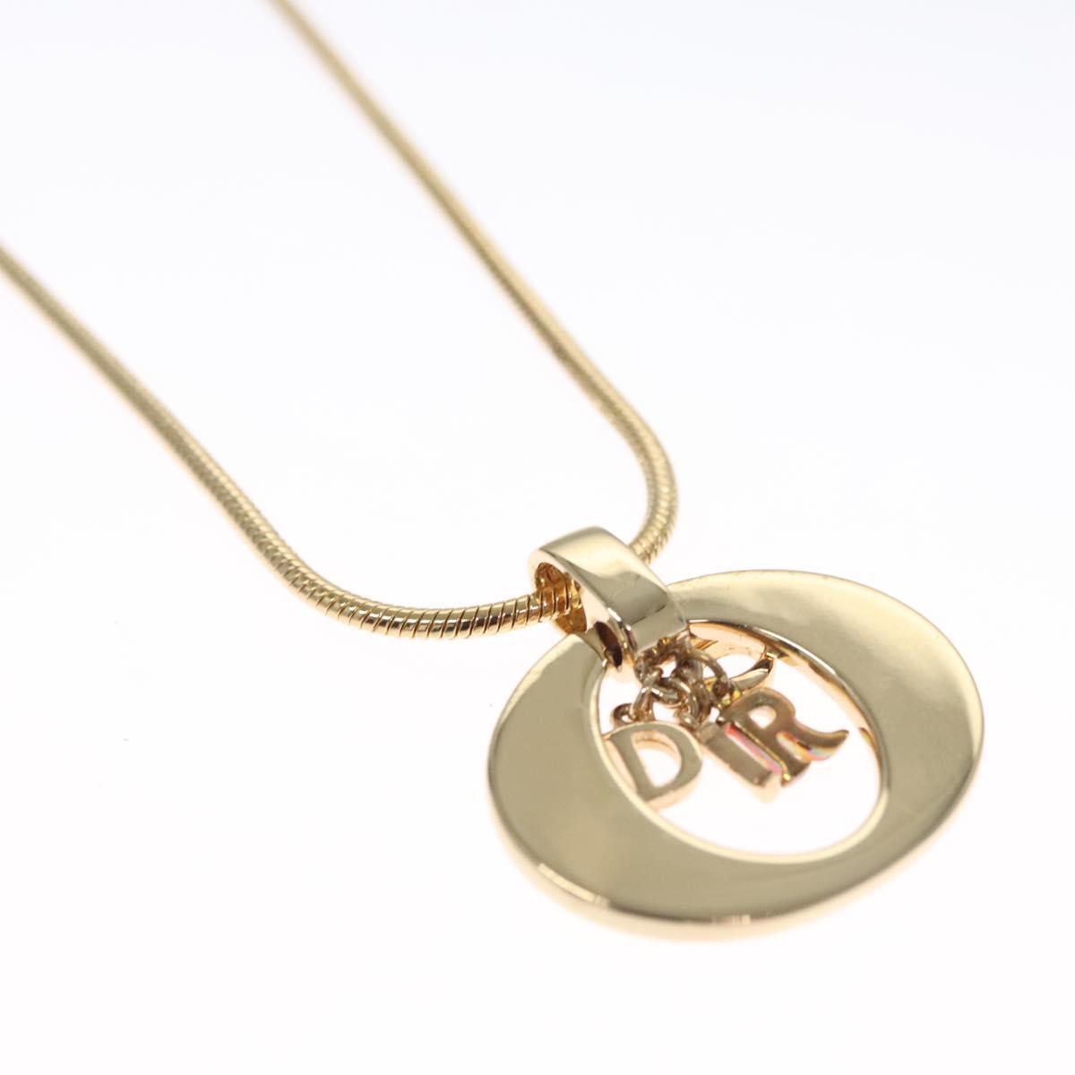 Christian Dior Logo Pendant Necklace Metal Gold Metal Necklace Jewelry ()