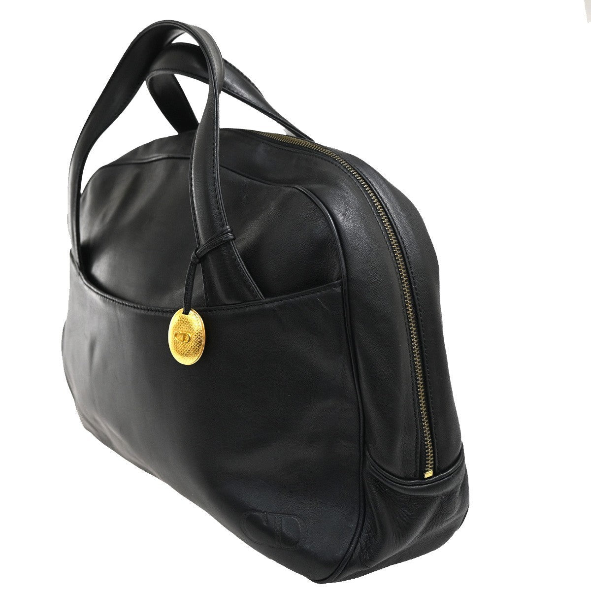 Christian Dior Vintage Cd Handbag Leather Black Leather Handbag ()