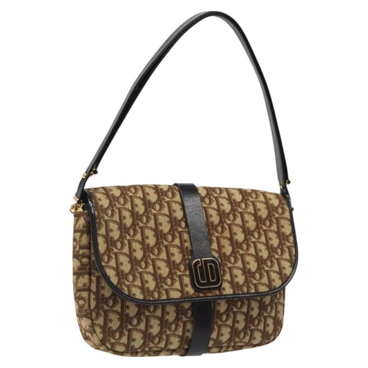 Christian Dior Vintage Cd Flap Shoulder Bag Canvas Brown Canvas Shoulder Bag Bag ()