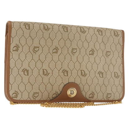 Christian Dior Vintage Honeycomb Chain Canvas Beige Canvas Shoulder Bag Bag ()