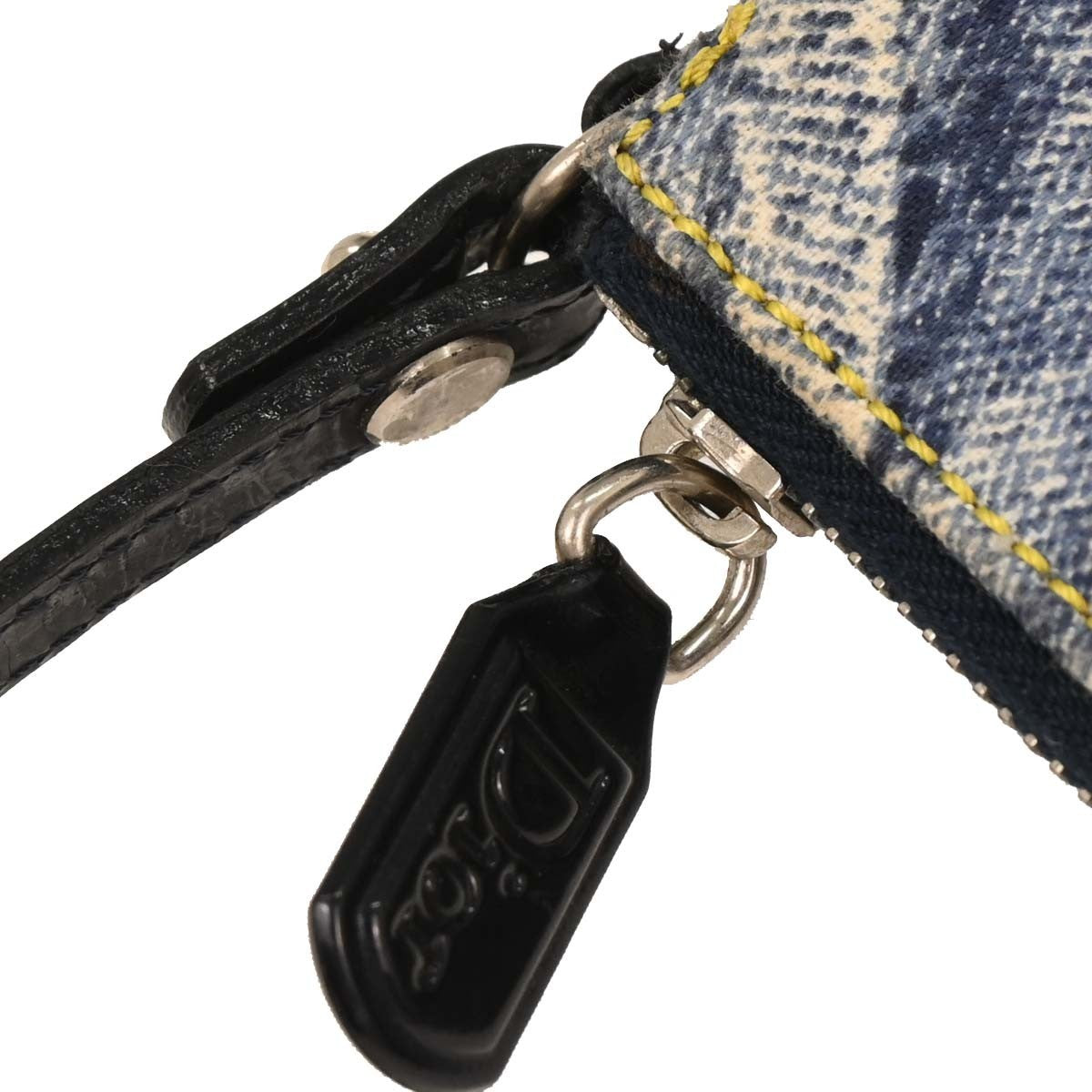 Christian Dior Vintage Saddle Bag Printed Denim Blue Denim_Jeans Handbag ()