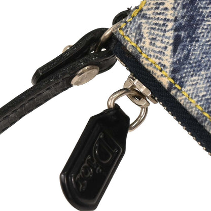 Christian Dior Vintage Saddle Bag Printed Denim Blue Denim_Jeans Handbag ()