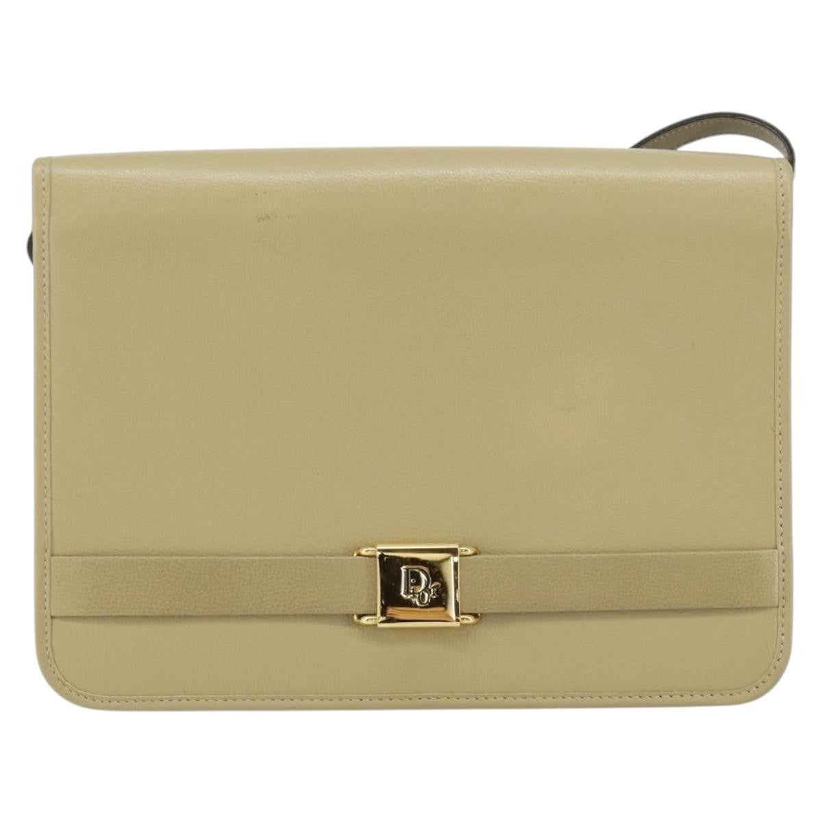 Christian Dior Vintage Shoulder Bag Leather Beige Leather Shoulder Bag Bag ()