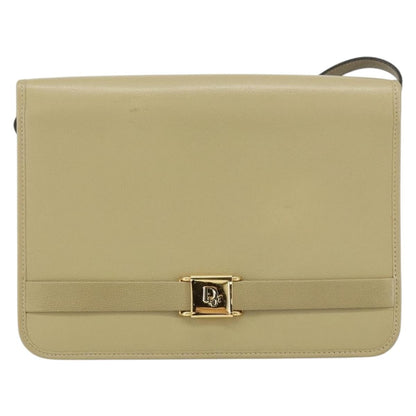 Christian Dior Vintage Shoulder Bag Leather Beige Leather Shoulder Bag Bag ()