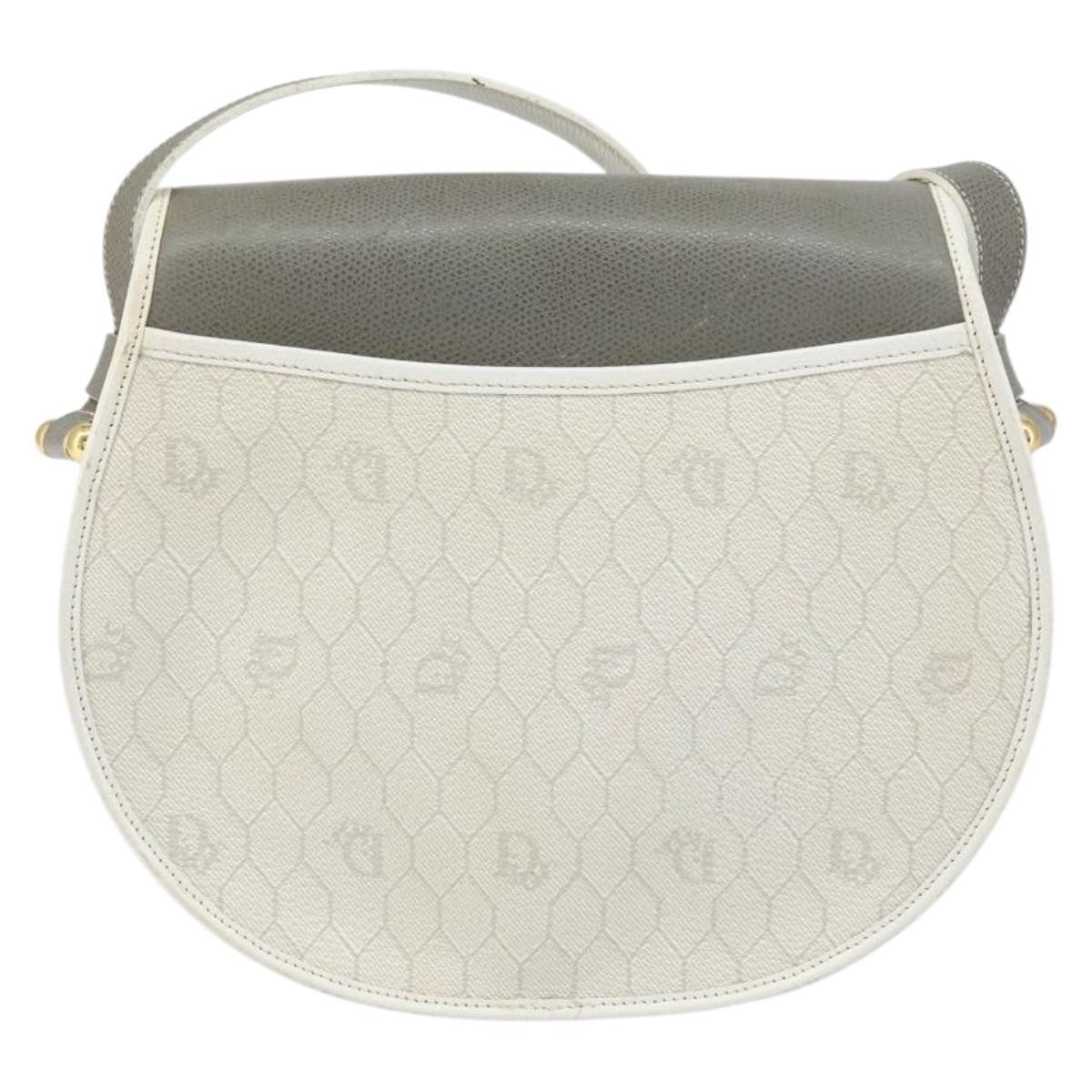 Christian Dior Vintage Honeycomb Flap Crossbody Bag Canvas And Leather White Canvas Shoulder Bag Bag ()