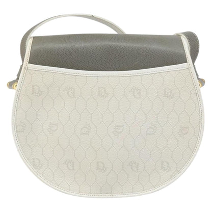 Christian Dior Vintage Honeycomb Flap Crossbody Bag Canvas And Leather White Canvas Shoulder Bag Bag ()