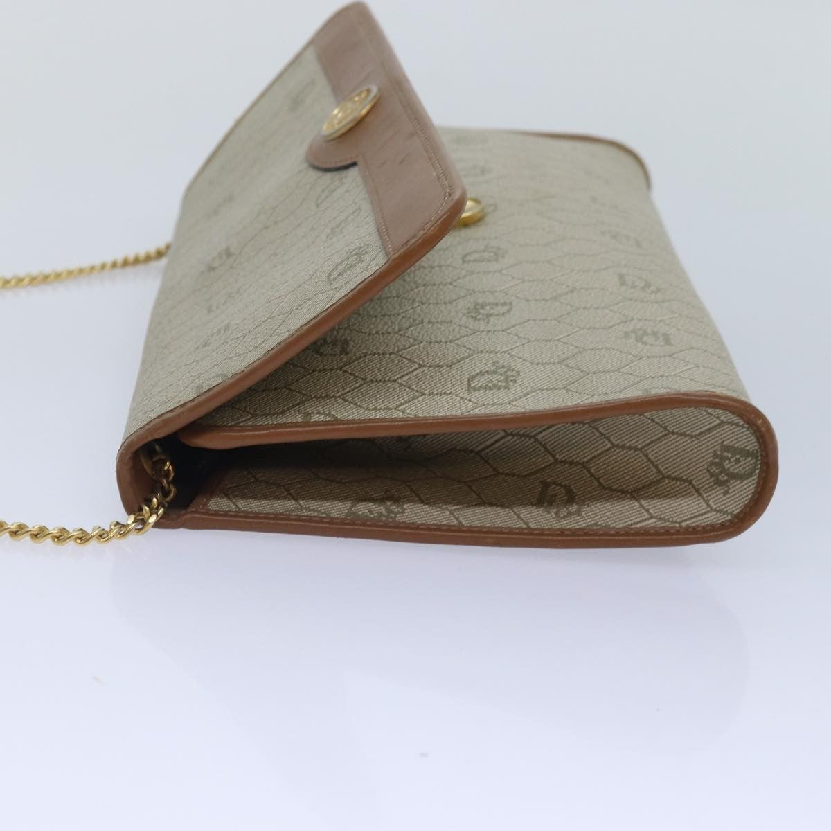Christian Dior Vintage Honeycomb Chain Canvas Beige Pvc Shoulder Bag Bag ()