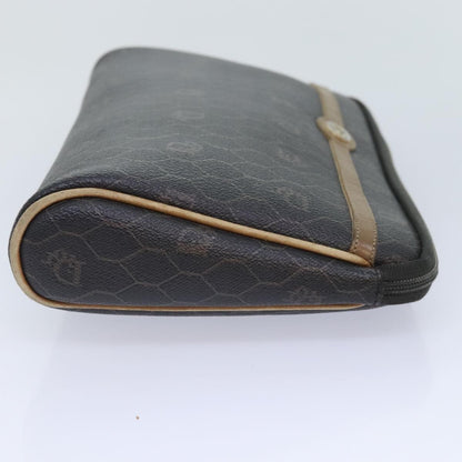 Christian Dior Vintage Honeycomb Zip Pouch Coated Canvas Black Canvas Clutche & Pouche Bag ()