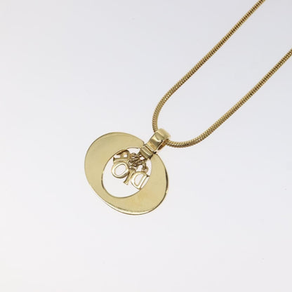Christian Dior Round Logo Pendant Necklace Metal Gold Metal Jewelry ()