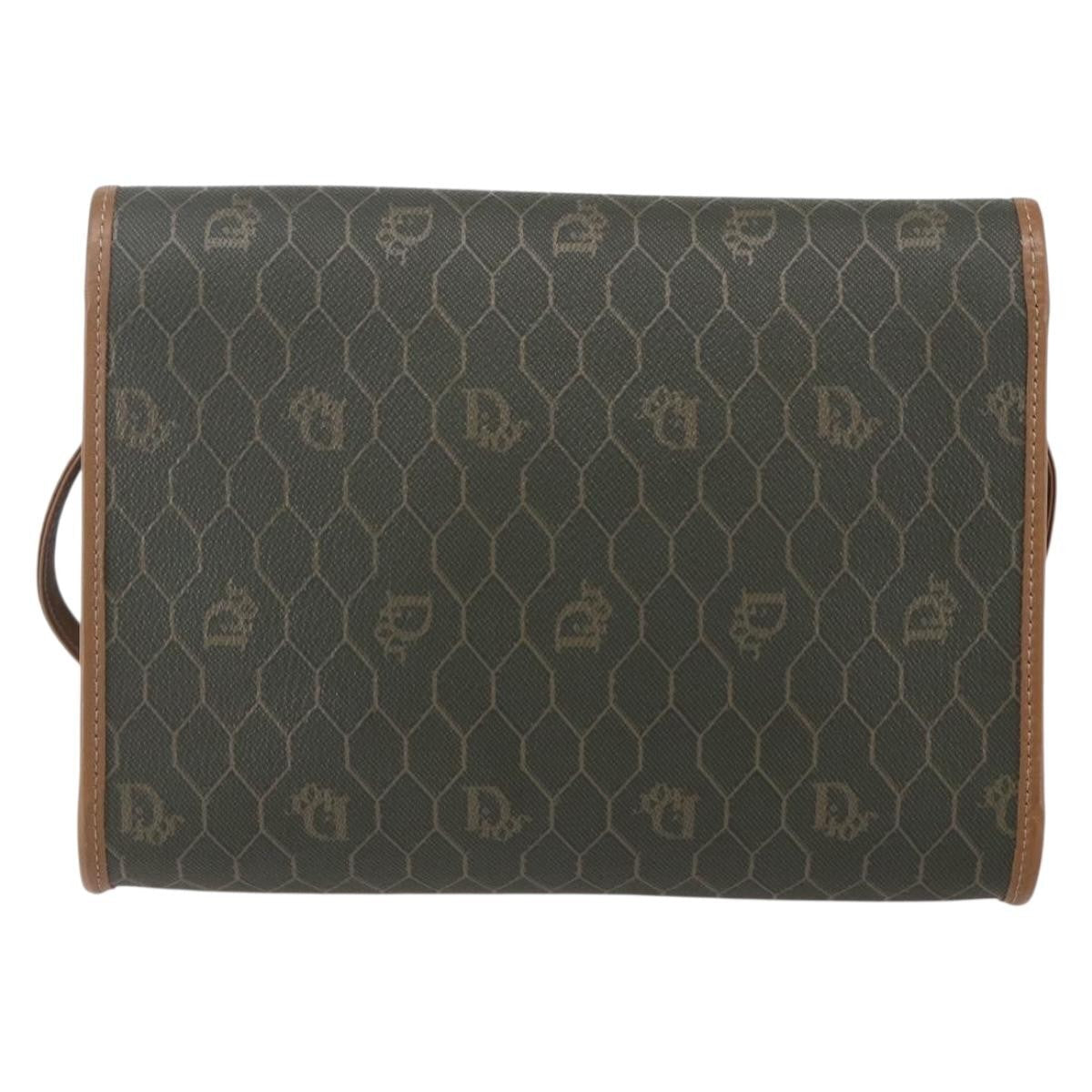 Christian Dior Vintage Honeycomb Flap Crossbody Bag Coated Canvas Khaki Canvas Shoulder Bag Bag ()