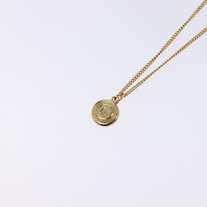 Christian Dior Vintage Logo Round Pendant Necklace Metal Gold Metal Jewelry ()
