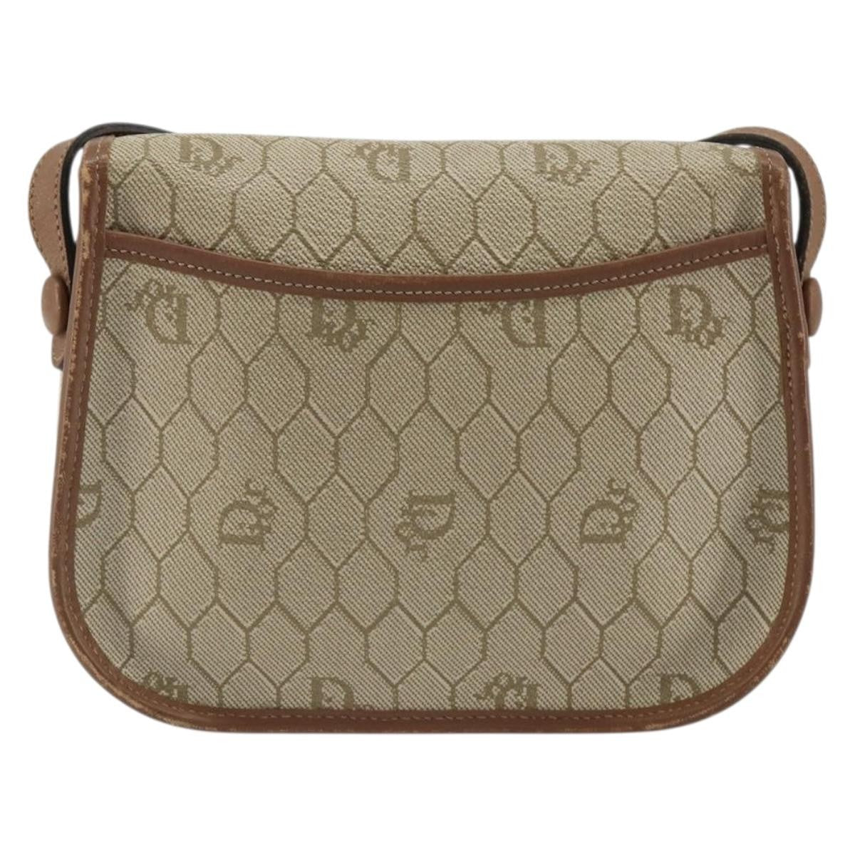 Christian Dior Vintage Honeycomb Flap Crossbody Bag Coated Canvas Beige Canvas Shoulder Bag Bag ()