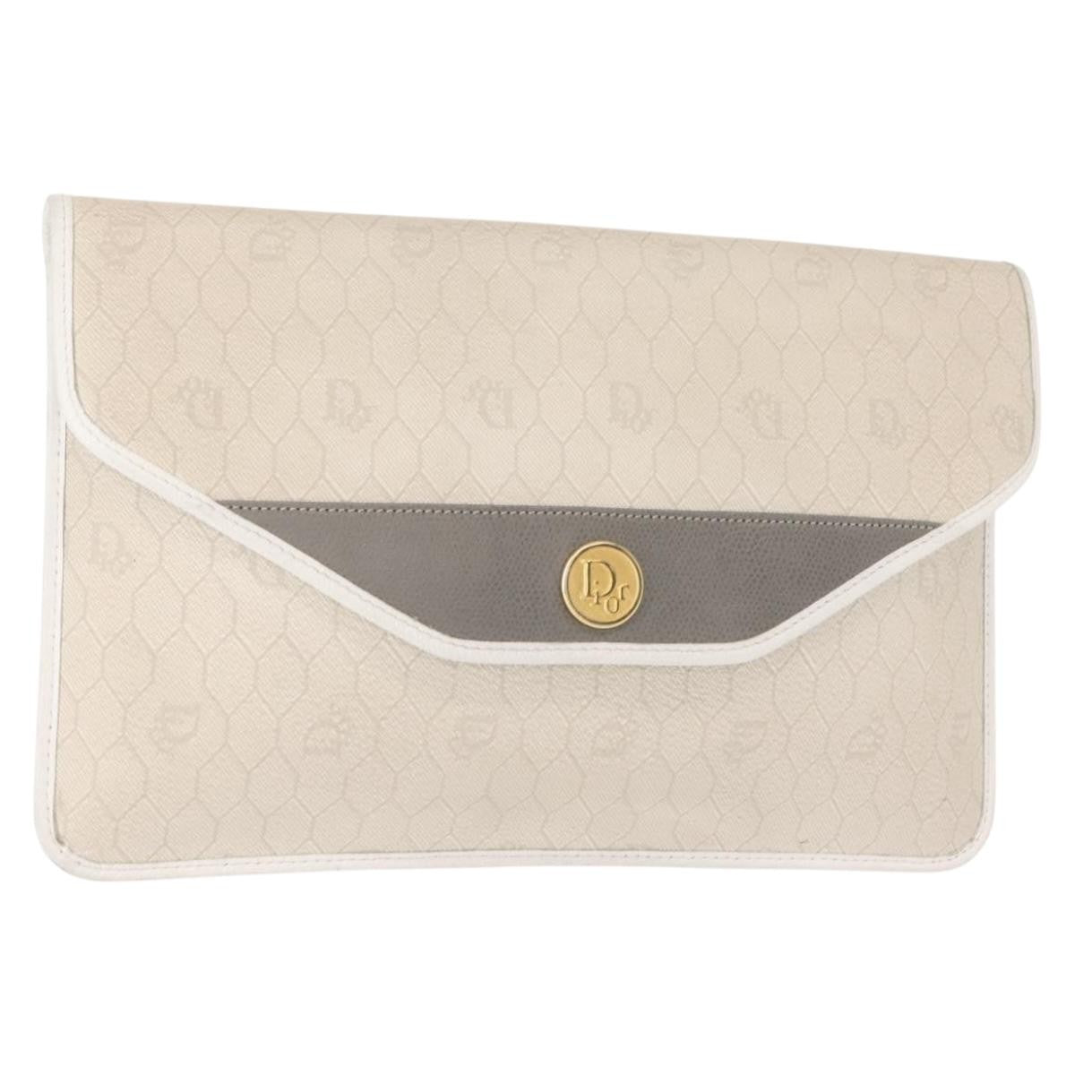 Christian Dior Vintage Honeycomb Clutch Canvas White Canvas Clutche & Pouche Bag ()
