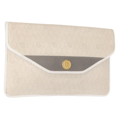 Christian Dior Vintage Honeycomb Clutch Canvas White Canvas Clutche & Pouche Bag ()