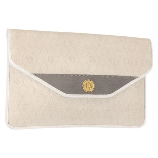 Christian Dior Vintage Honeycomb Clutch Canvas White Canvas Clutche & Pouche Bag ()