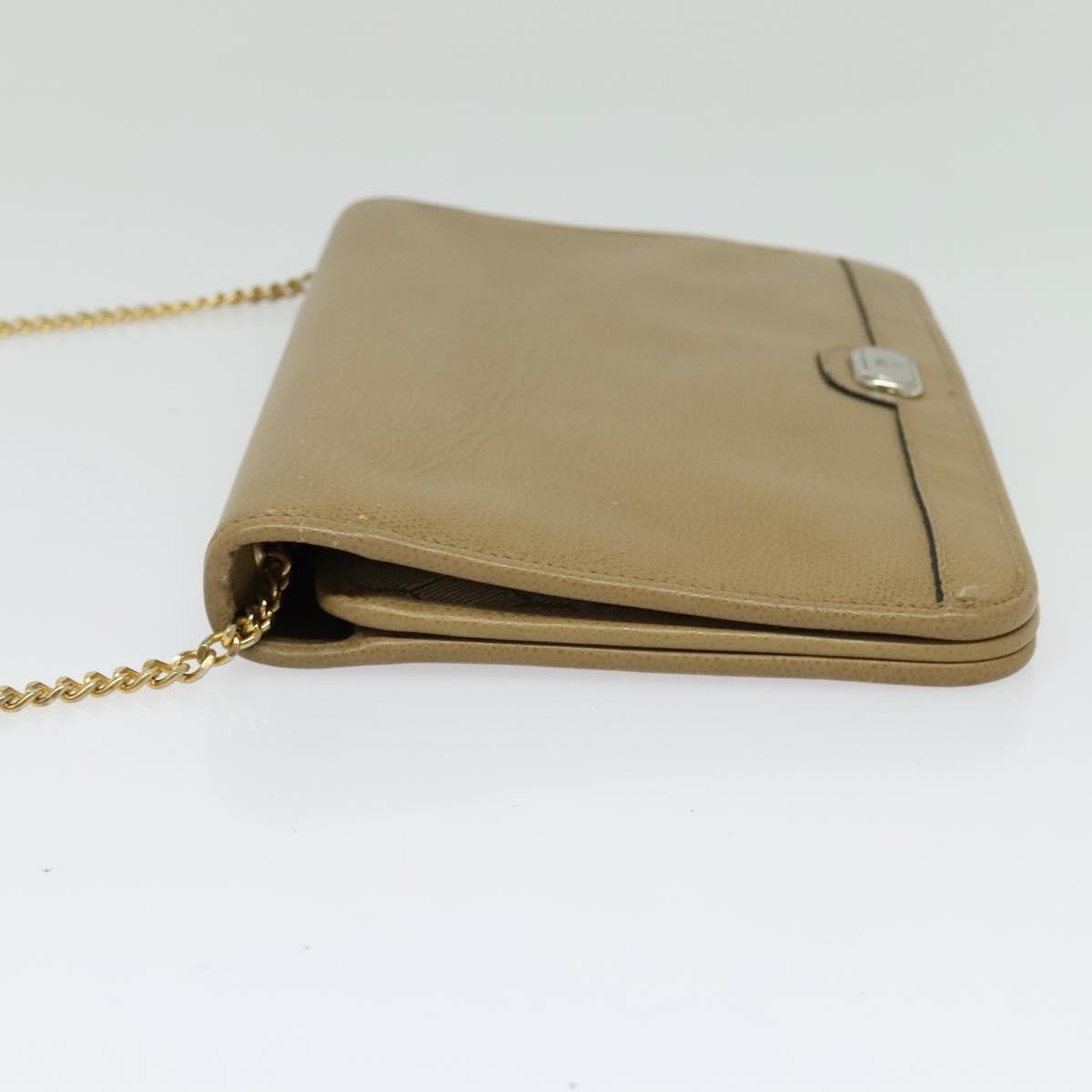 Christian Dior Vintage Chain Flap Shoulder Bag Leather Beige Leather Shoulder Bag Bag ()