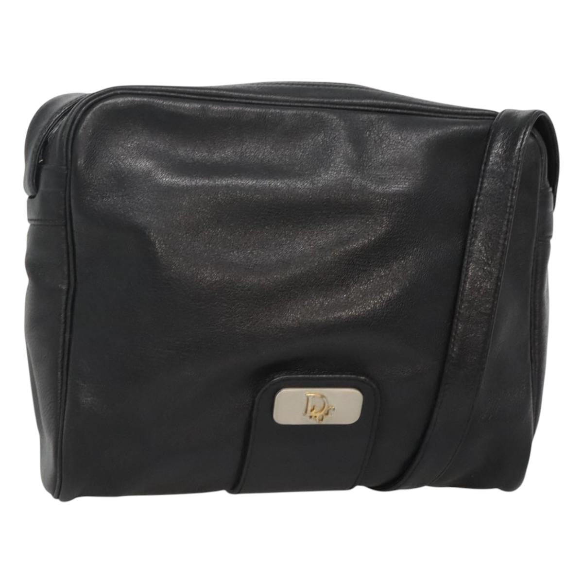 Christian Dior Shoulder Bag Leather Black Leather Shoulder Bag Bag ()
