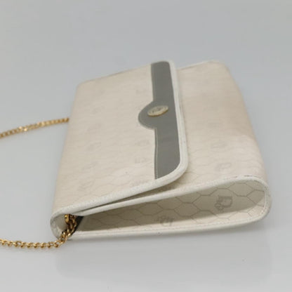 Christian Dior Vintage Honeycomb Chain Canvas White Canvas Bag ()