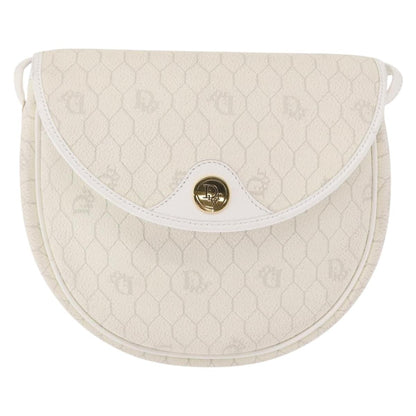 Christian Dior Vintage Honeycomb Flap Crossbody Bag Canvas And Leather White Canvas Shoulder Bag Bag ()