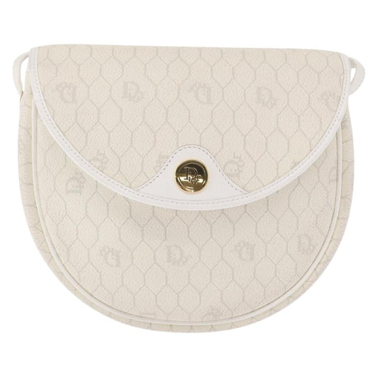 Christian Dior Vintage Honeycomb Flap Crossbody Bag Canvas And Leather White Canvas Shoulder Bag Bag ()