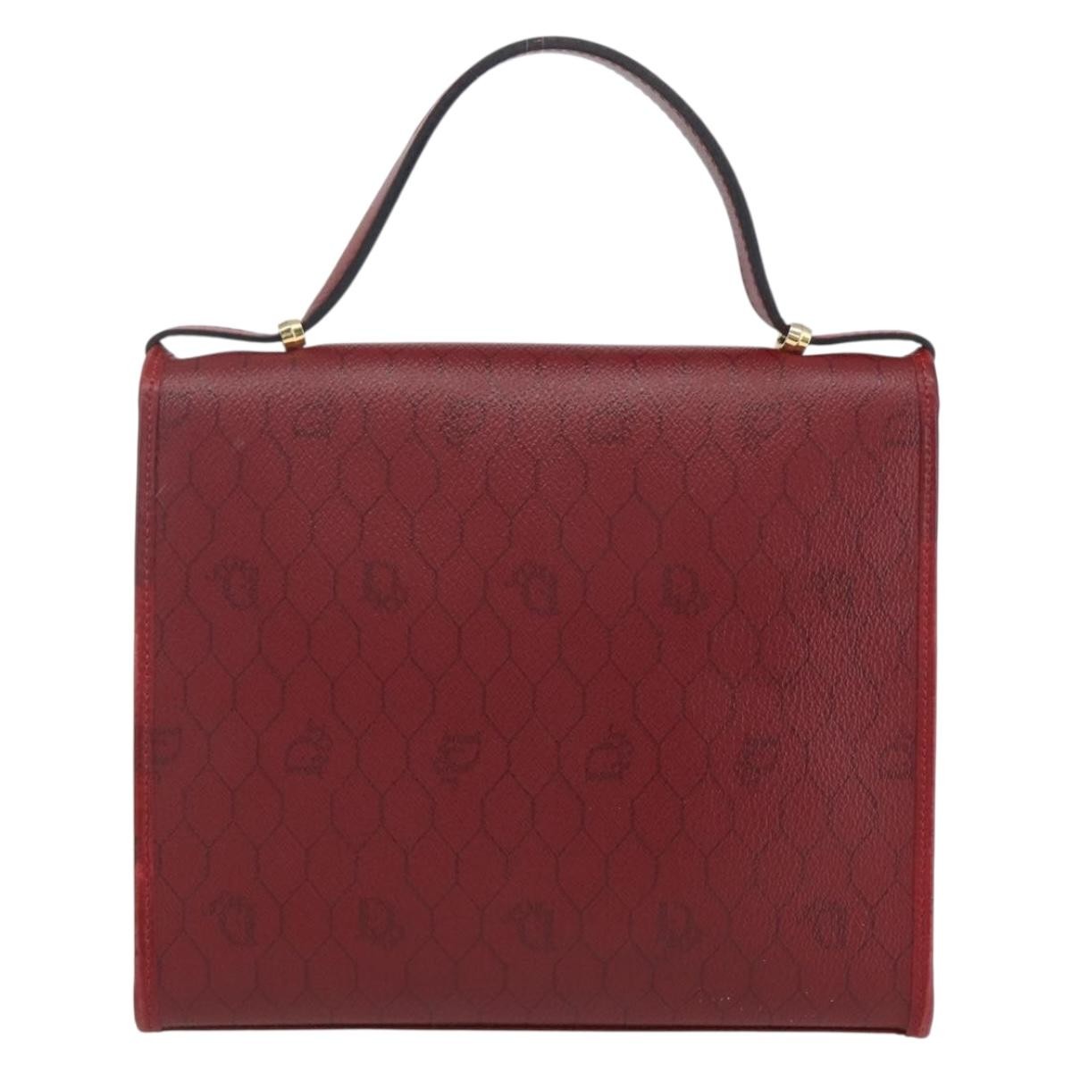 Christian Dior Vintage Honeycomb Handbag Canvas Leather Red Canvas Handbag ()