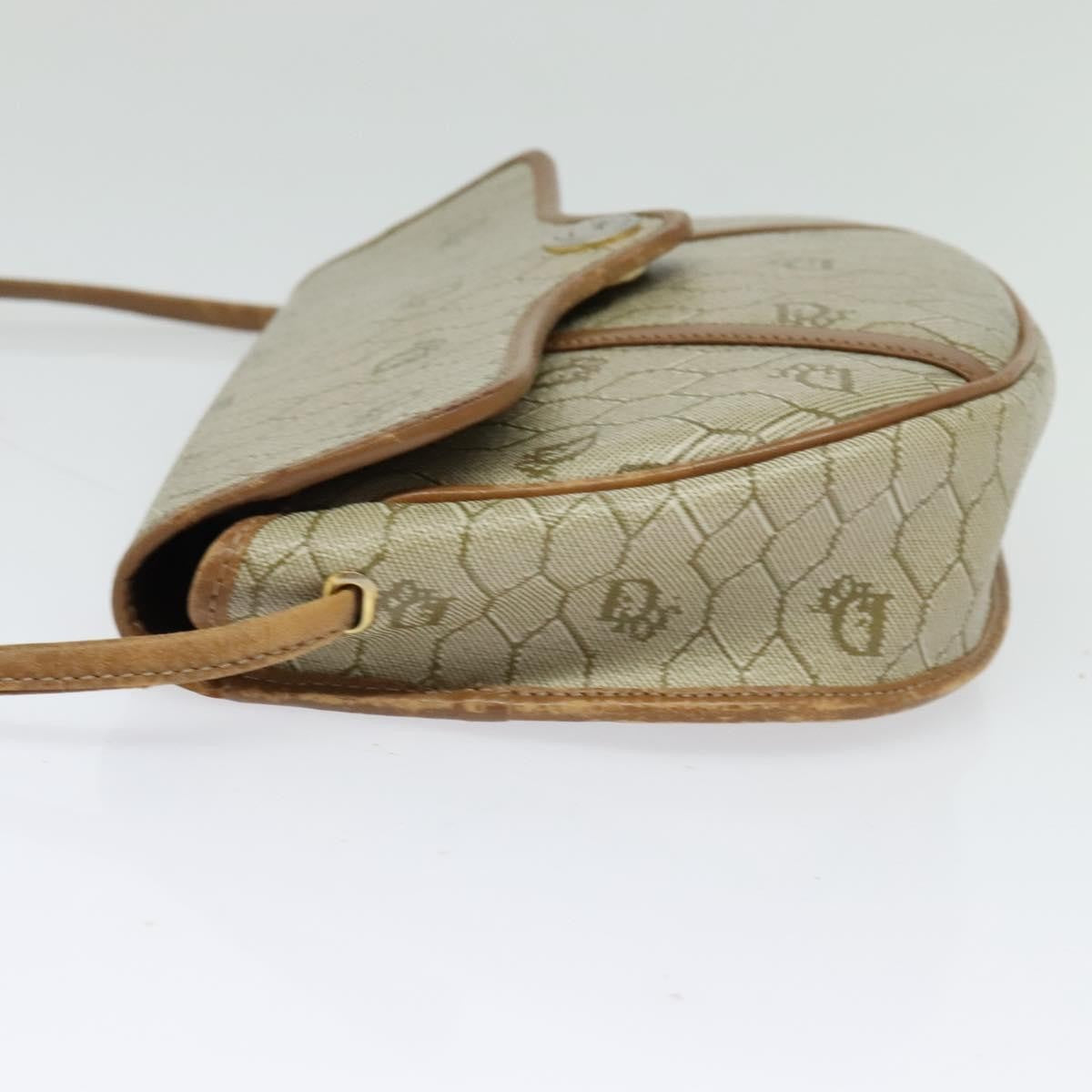 Christian Dior Vintage Honeycomb Flap Crossbody Bag Canvas And Leather Beige Canvas Bag ()