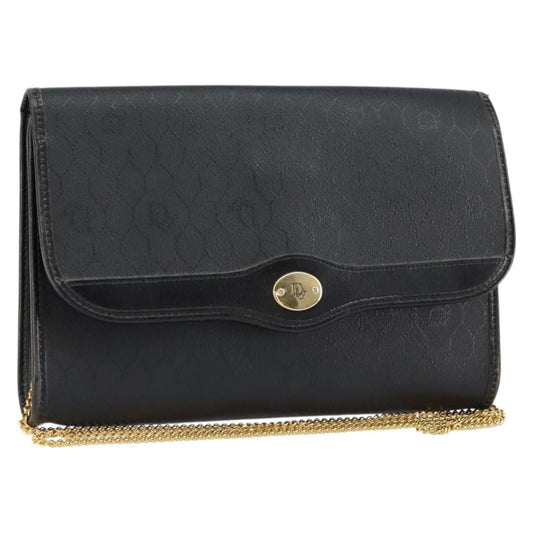 Christian Dior Vintage Honeycomb Flap Crossbody Bag Coated Canvas Black Canvas Shoulder Bag Bag ()