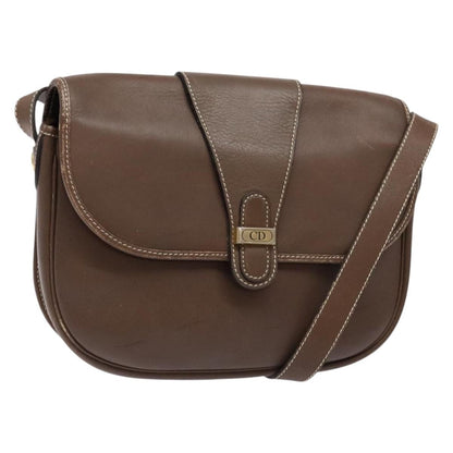 Christian Dior Vintage Cd Flap Shoulder Bag Leather Brown Leather Shoulder Bag Bag ()