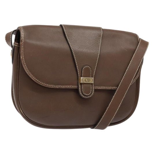 Christian Dior Vintage Cd Flap Shoulder Bag Leather Brown Leather Shoulder Bag Bag ()