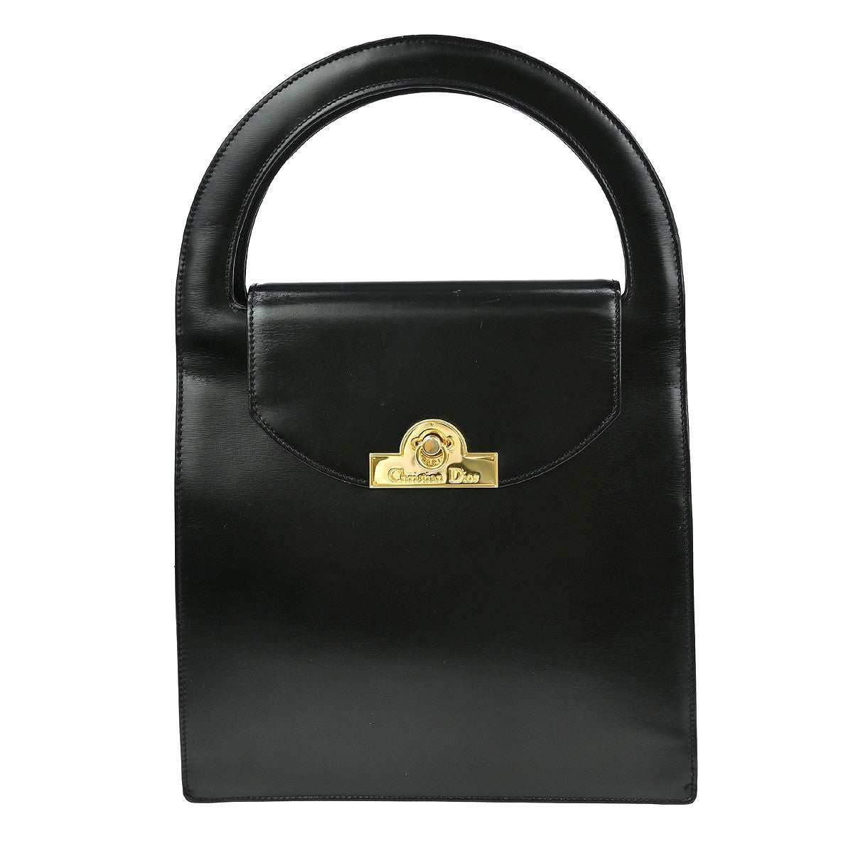Christian Dior Vintage Handbag Leather Black Leather Handbag ()