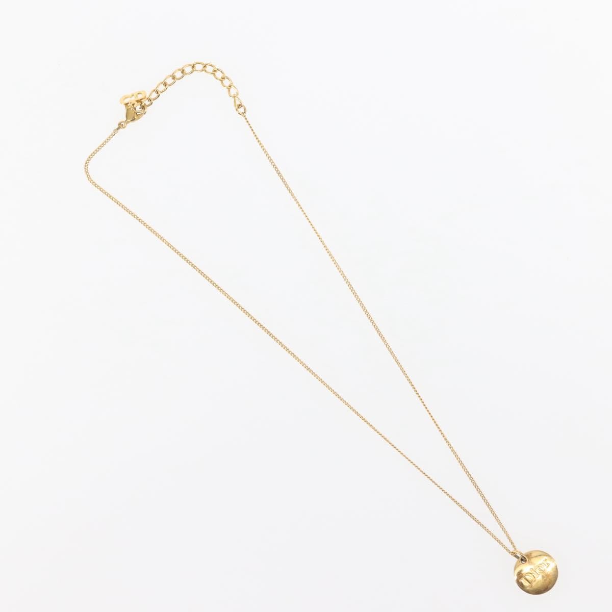 Christian Dior Round Logo Pendant Necklace Metal Gold Metal Jewelry ()