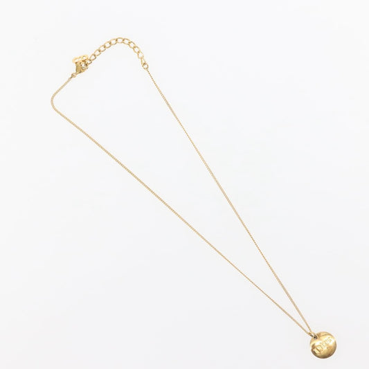 Christian Dior Round Logo Pendant Necklace Metal Gold Metal Jewelry ()