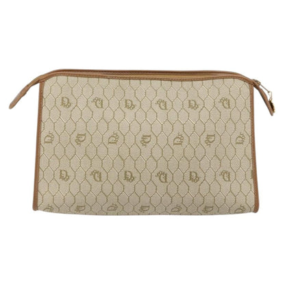 Christian Dior Vintage Honeycomb Zip Pouch Coated Canvas Beige Canvas Clutche & Pouche Bag ()
