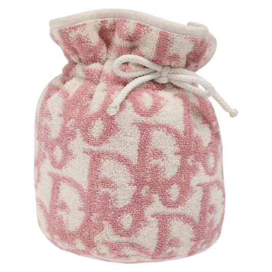 Christian Dior Vintage Trotter Pouch Pile Pink Cotton Clutche & Pouche Bag ()