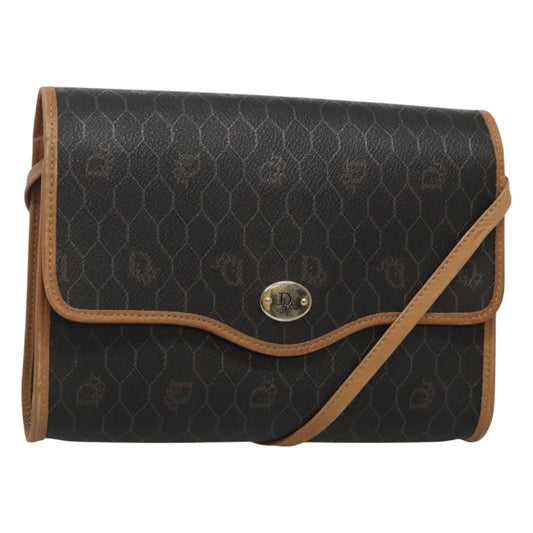 Christian Dior Vintage Honeycomb Flap Crossbody Bag Coated Canvas Black Canvas Shoulder Bag Bag ()