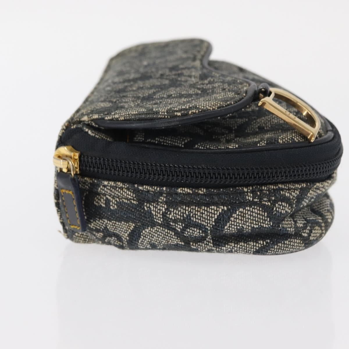 Christian Dior Saddle Zip Pouch Diorissimo Canvas Navy Canvas Clutche & Pouche Bag ()