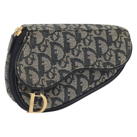 Christian Dior Saddle Zip Pouch Diorissimo Canvas Navy Canvas Clutche & Pouche Bag ()