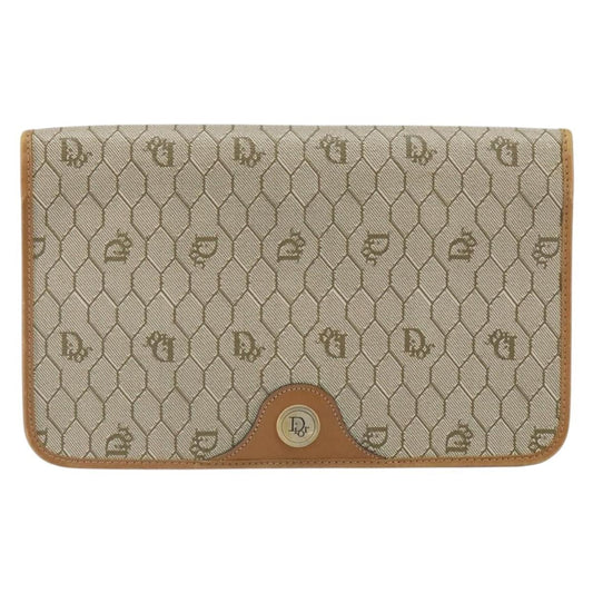 Christian Dior Vintage Honeycomb Clutch Canvas Beige Canvas Clutche & Pouche Bag ()