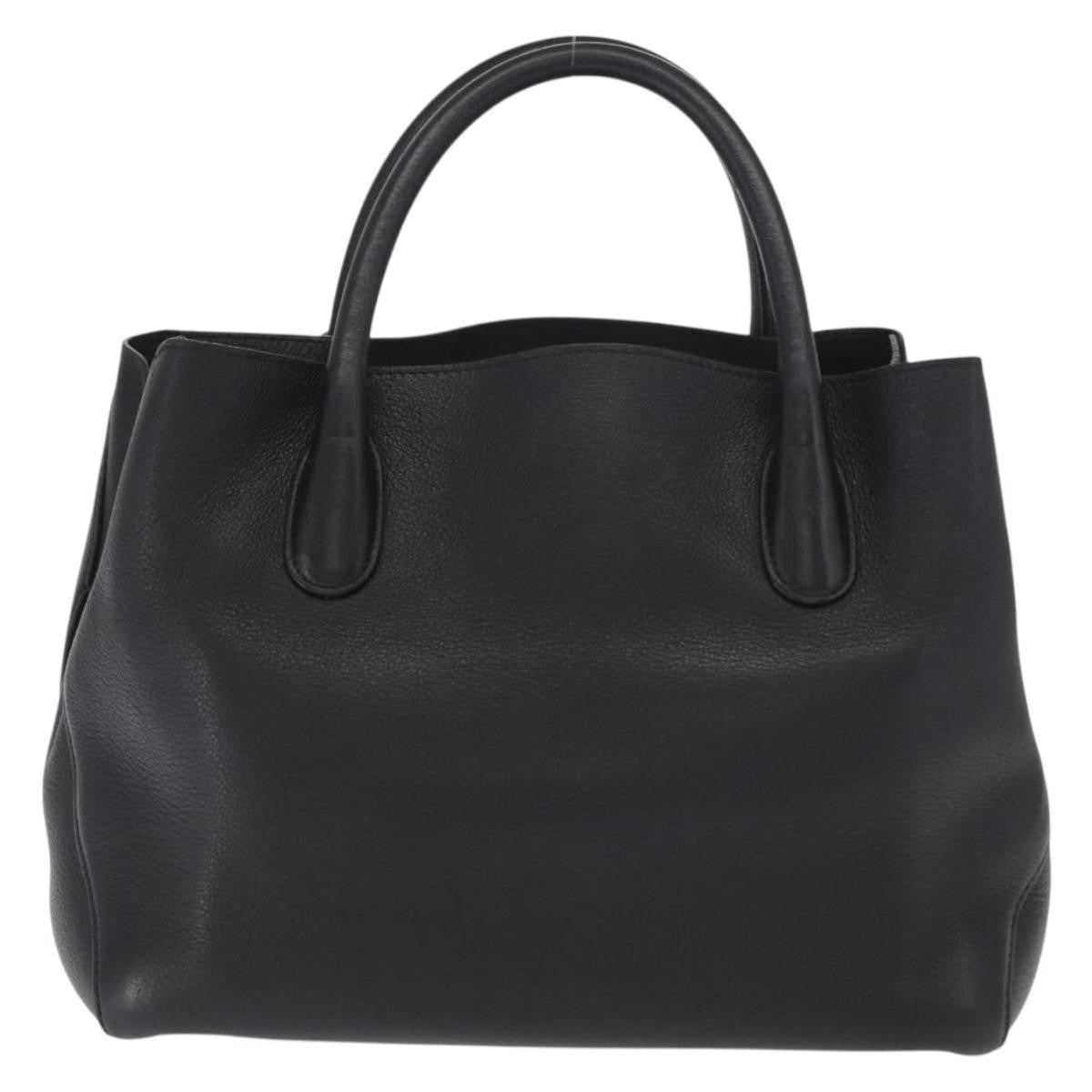 Christian Dior Open Bar Bag Leather Black Leather Handbag ()