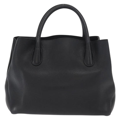 Christian Dior Open Bar Bag Leather Black Leather Handbag ()