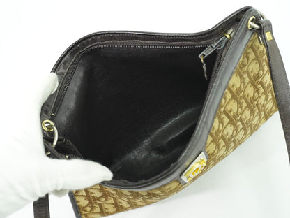 Christian Dior Vintage Trotter Crossbody Bag Diorissimo Coated Canvas Brown Canvas Shoulder Bag Bag ()