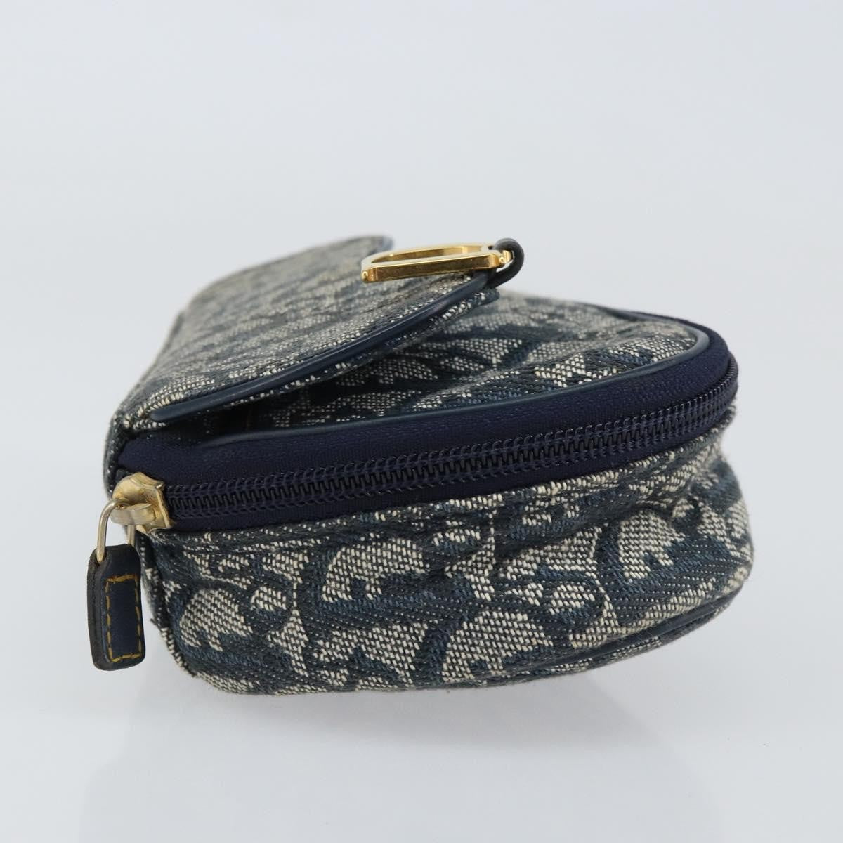 Christian Dior Vintage Saddle Coin Purse Diorissimo Canvas Navy Canvas Clutche & Pouche Bag ()