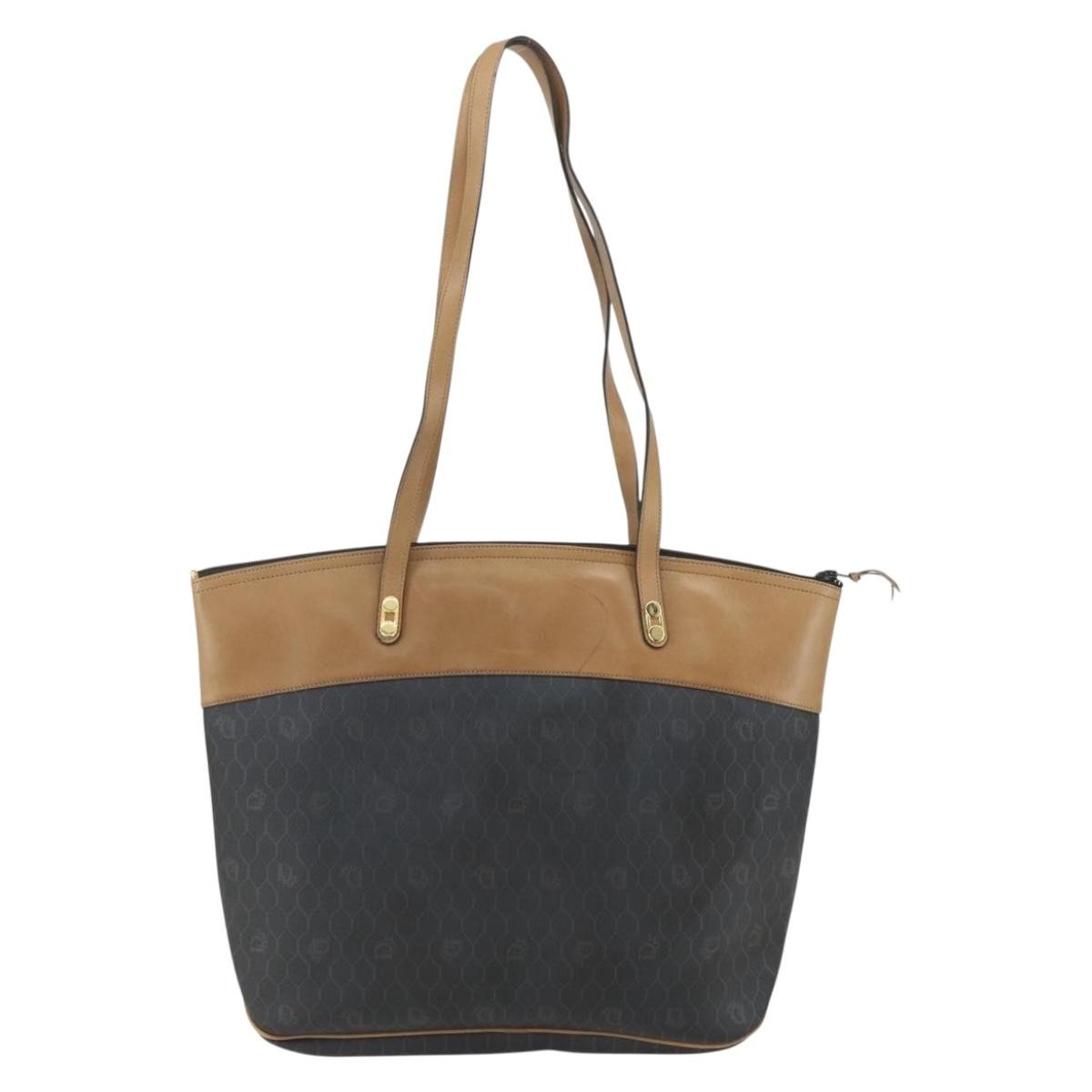 Christian Dior Vintage Honeycomb Tote Bag Canvas Black Canvas Tote Bag Bag ()