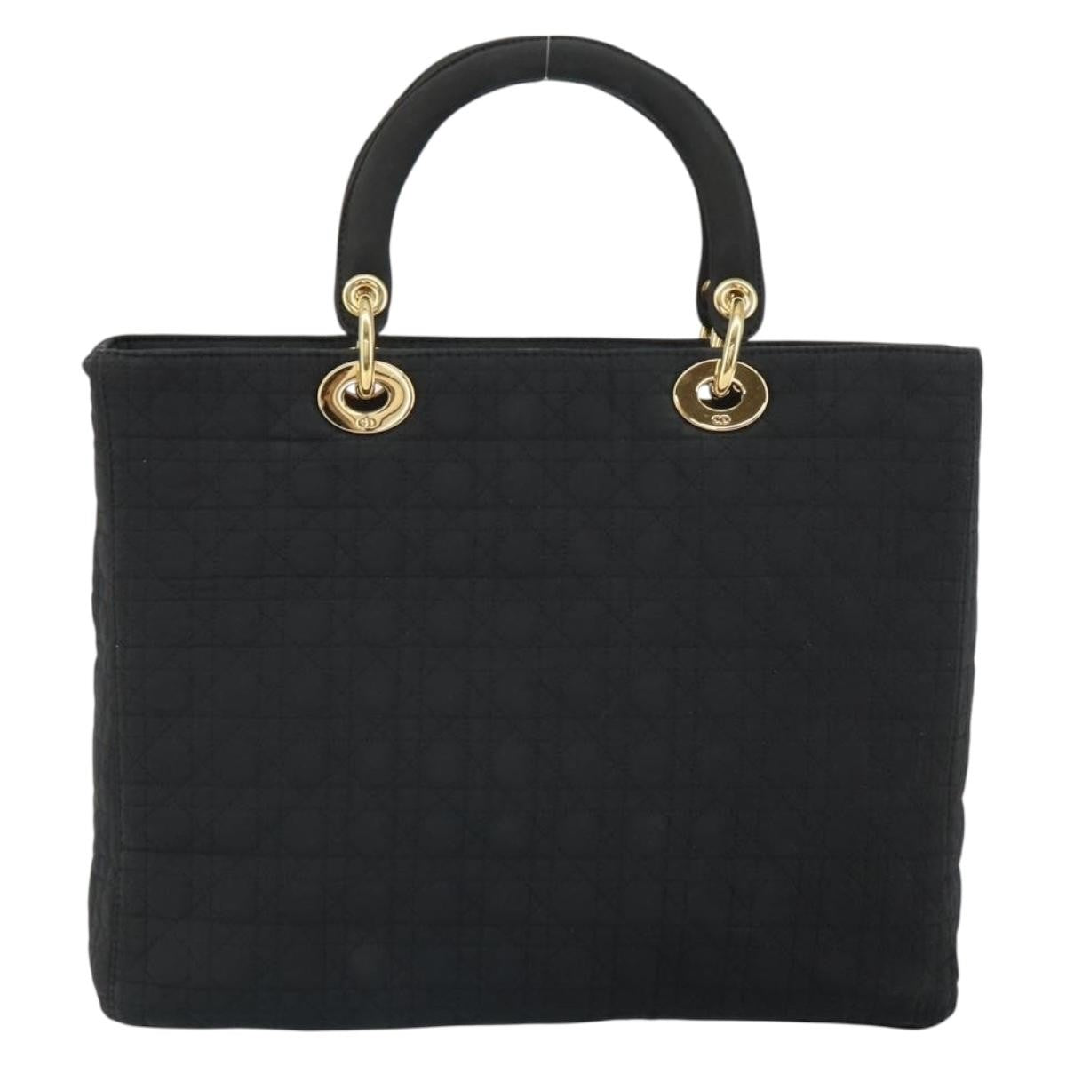 Christian Dior Vintage Lady Dior Bag Cannage Quilt Nylon Black Nylon Handbag ()