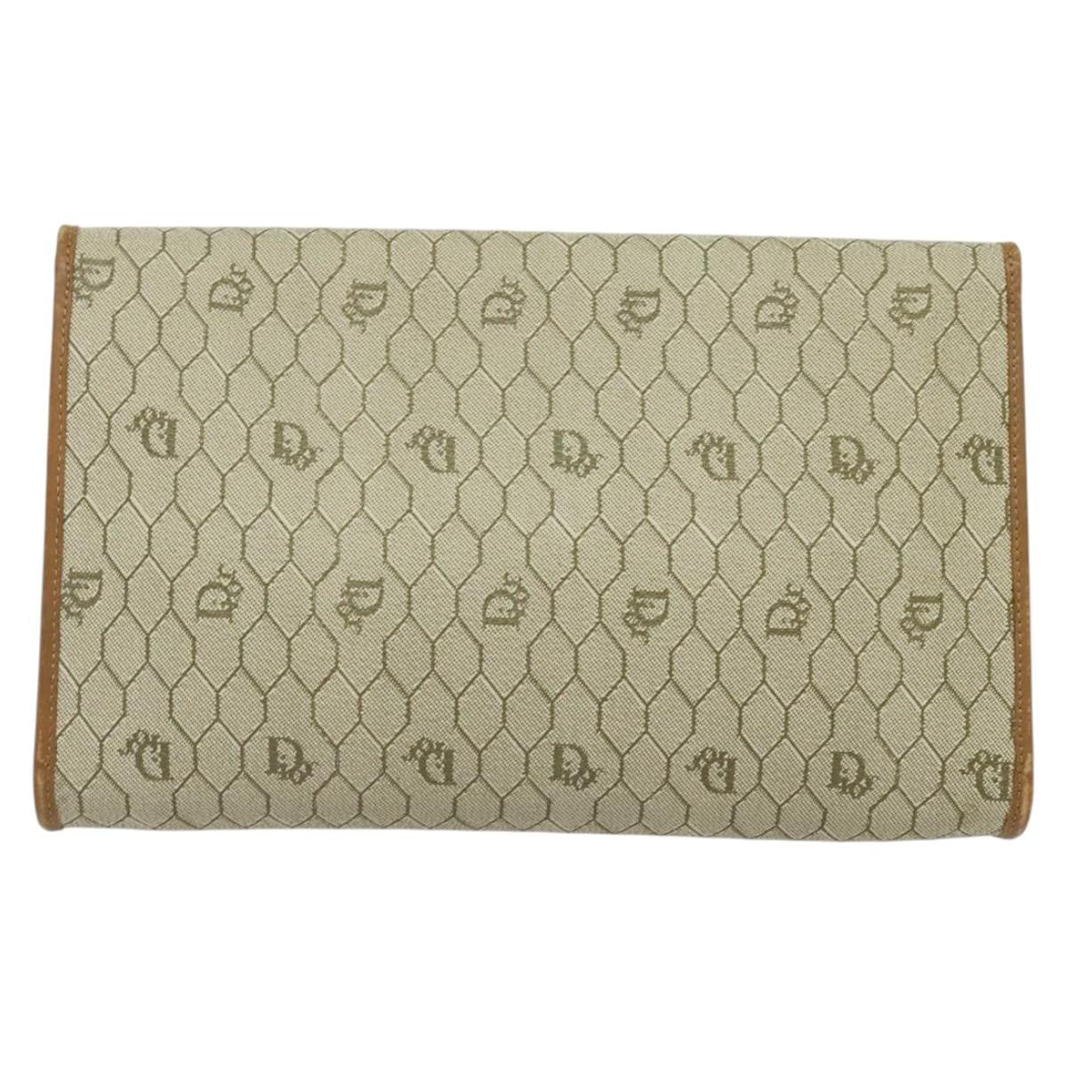 Christian Dior Vintage Honeycomb Chain Canvas Beige Canvas Bag ()