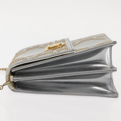 Christian Dior Ultra Matte Diorama Vertical Clutch On Chain Studded Leather Silver Patent_Leather Clutche & Pouche Bag ()