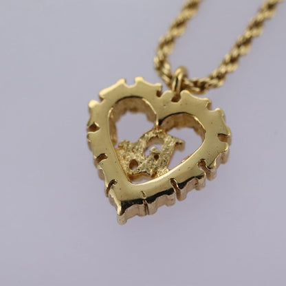 Christian Dior Logo Heart Pendant Necklace Metal With Crystal Gold Metal Jewelry ()