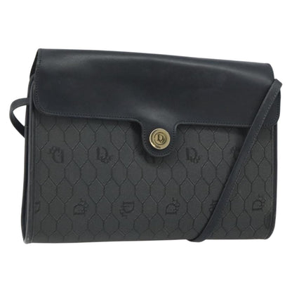 Christian Dior Vintage Honeycomb Flap Crossbody Bag Coated Canvas Black Pvc Shoulder Bag Bag ()