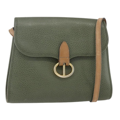 Christian Dior Vintage Cd Flap Shoulder Bag Leather Khaki Leather Shoulder Bag Bag ()